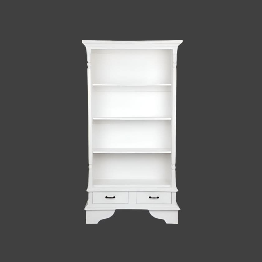 HAMPTON PILLAR BOOKCASE BOOKSHELF 4 SHELVES - WHITE - MyChocolateWood