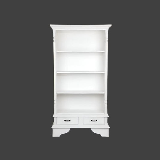 HAMPTON PILLAR BOOKCASE BOOKSHELF 4 SHELVES - WHITE - MyChocolateWood