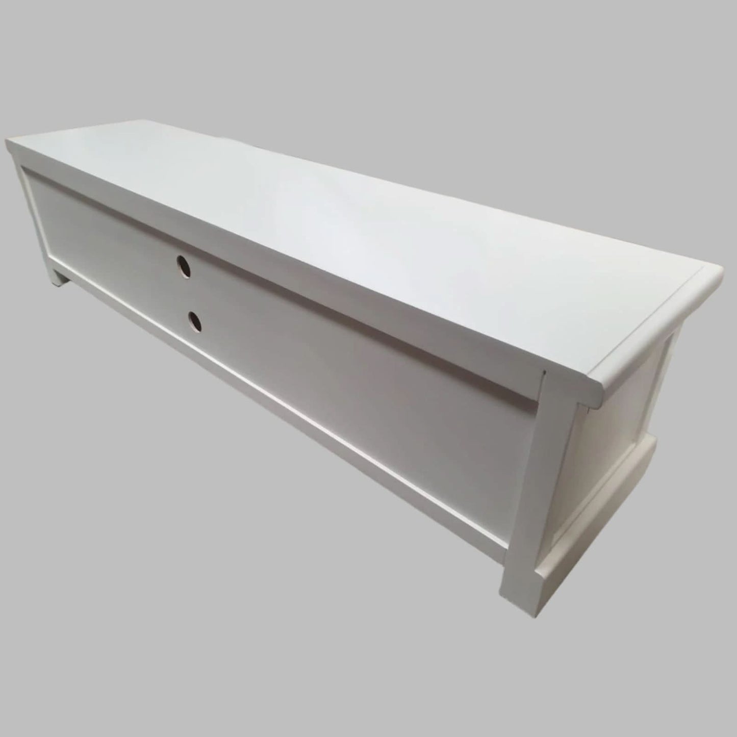 HAMPTON SOLID MAHOGANY LOWLINE TELEVISION ENTERTAINMENT UNIT TV STAND - 4 DRAWERS WHITE - MyChocolateWood