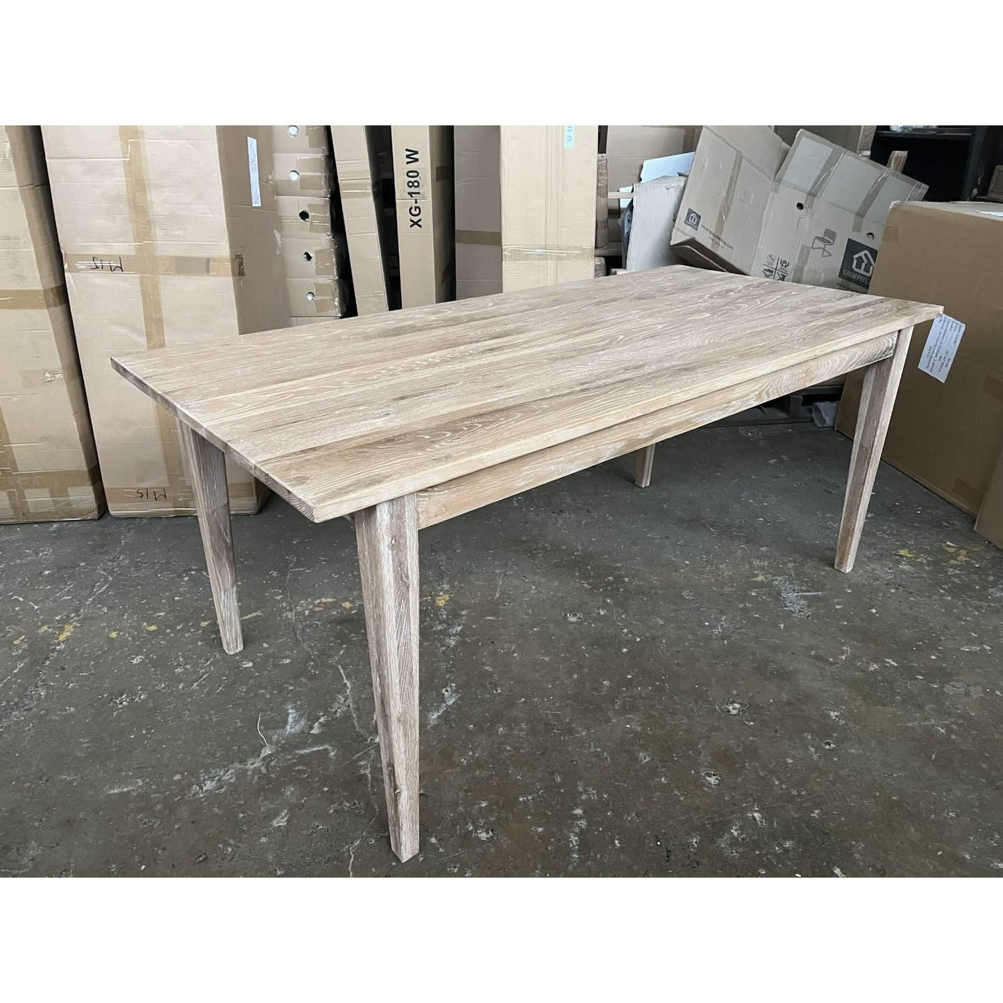 HAMPTON WHITEWASHED OAK DINING TABLE 150CM - MyChocolateWood