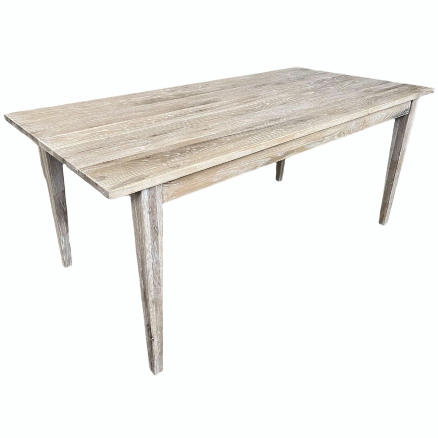 Hamptons Whitewashed Oak Dining Table 180cm - Chocolate Wood