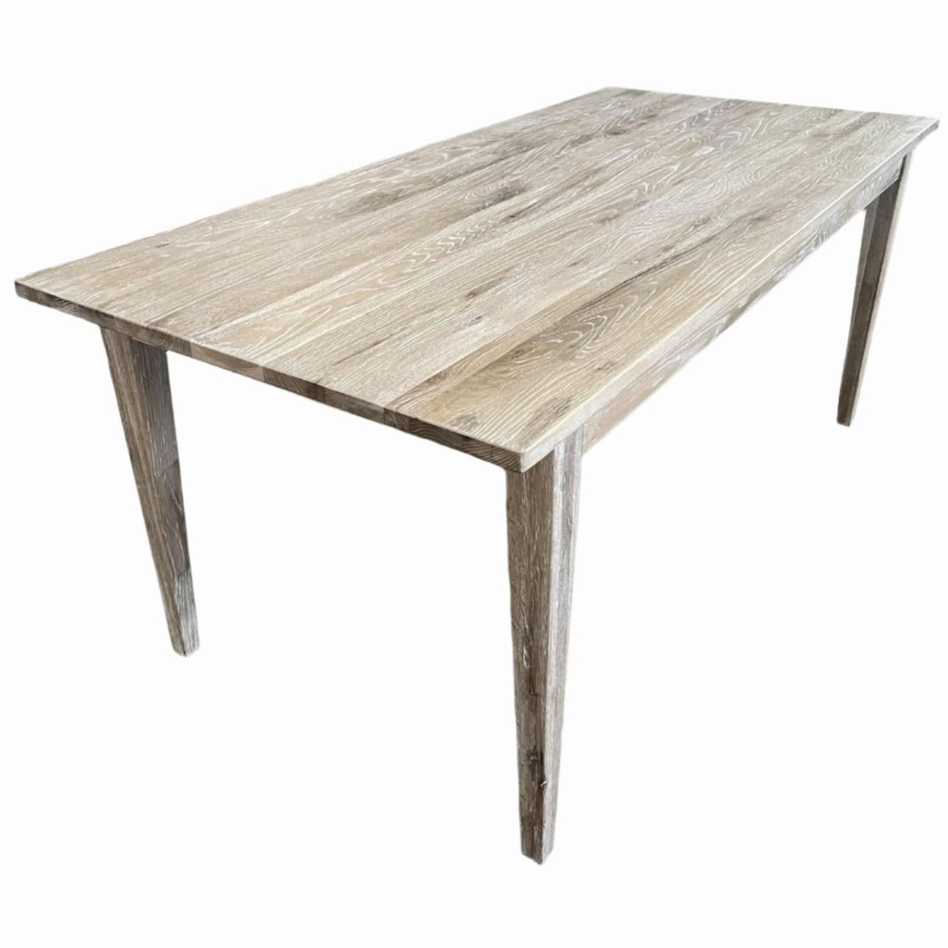 Hamptons Whitewashed Oak Dining Table 180cm - Chocolate Wood