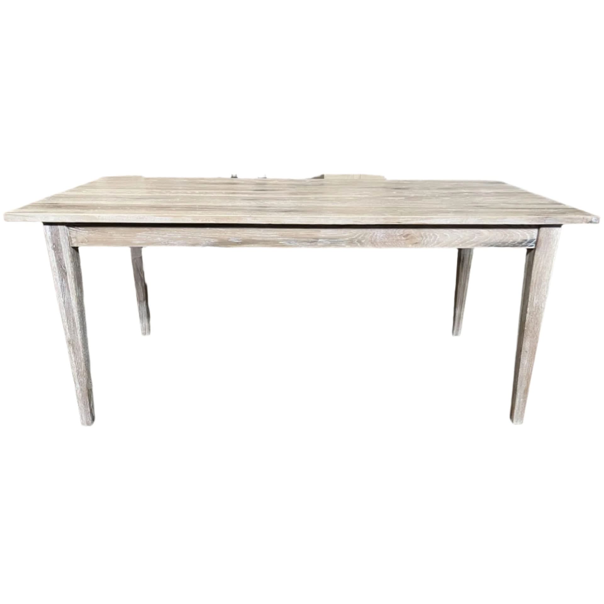 HAMPTONS SOLID OAK STYLE DINING TABLE IN WHITEWASH COLOUR 180CM - MyChocolateWood