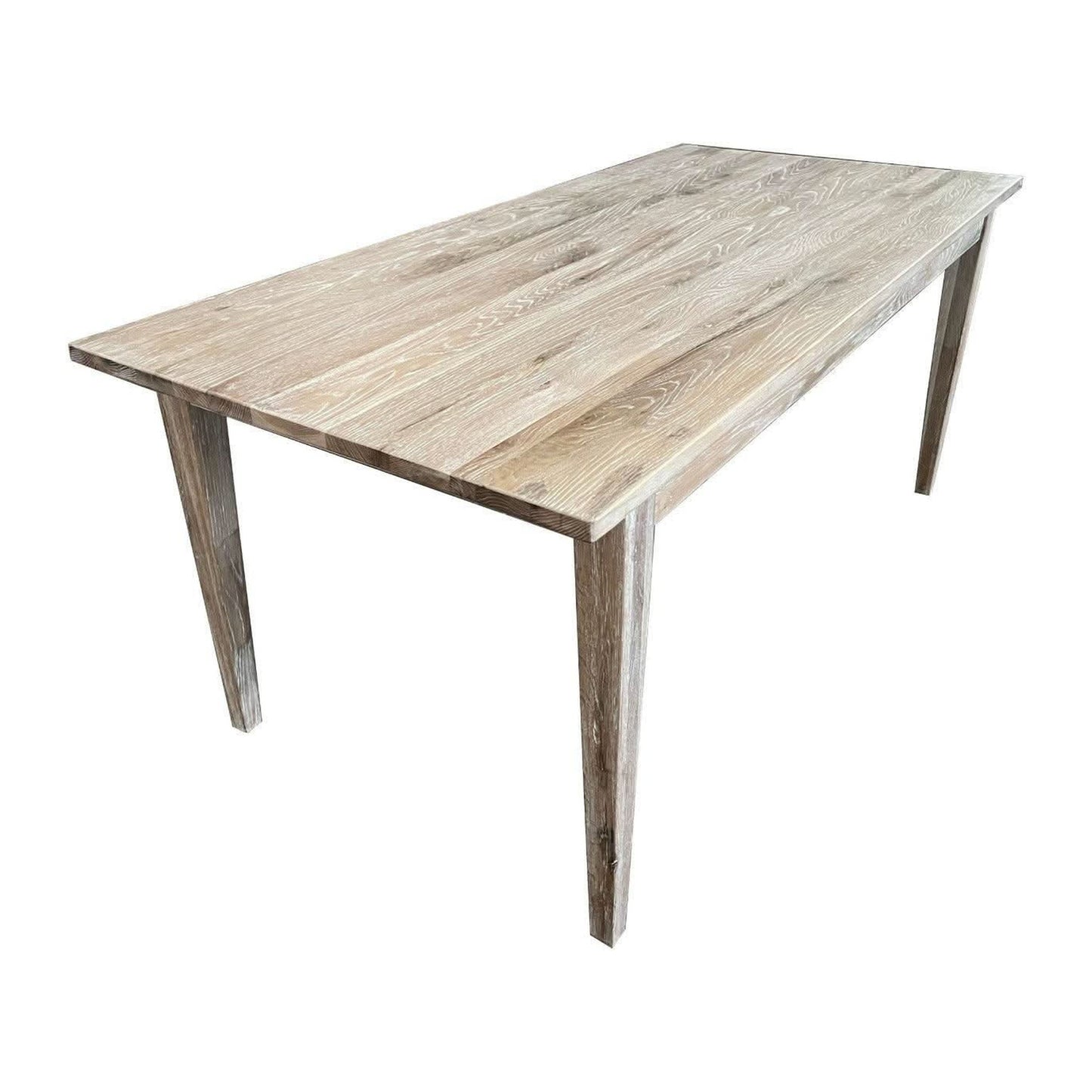 Hamptons Whitewashed Oak Dining Table 180cm - Chocolate Wood