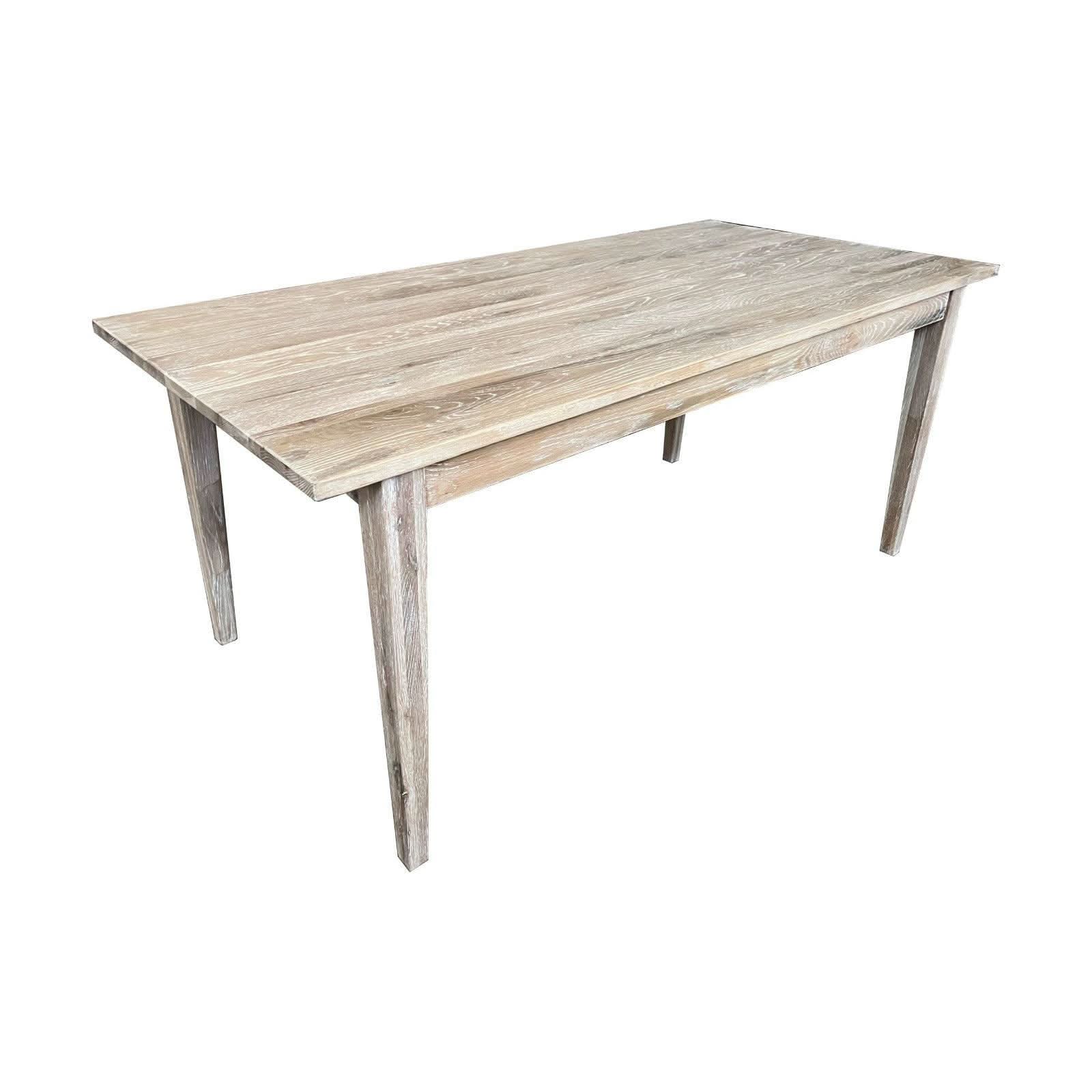 HAMPTONS SOLID OAK STYLE DINING TABLE IN WHITEWASH COLOUR 180CM - MyChocolateWood