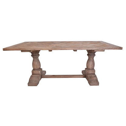 HARLOW PARQUET RECLAIMED ELM DINING TABLE WITH PEDESTAL BASE 200CM - MyChocolateWood