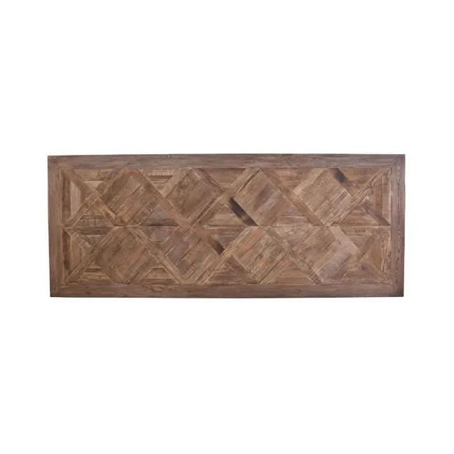 HARLOW PARQUET RECLAIMED ELM DINING TABLE WITH PEDESTAL BASE 250CM NATURAL ELM - MyChocolateWood