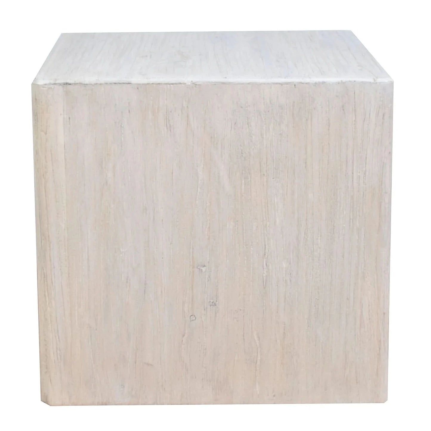 HAROUN RECLAIMED ELM SQUARE SIDE TABLE LAMP TABLE WHITE WITH DARK GRAINS - MyChocolateWood