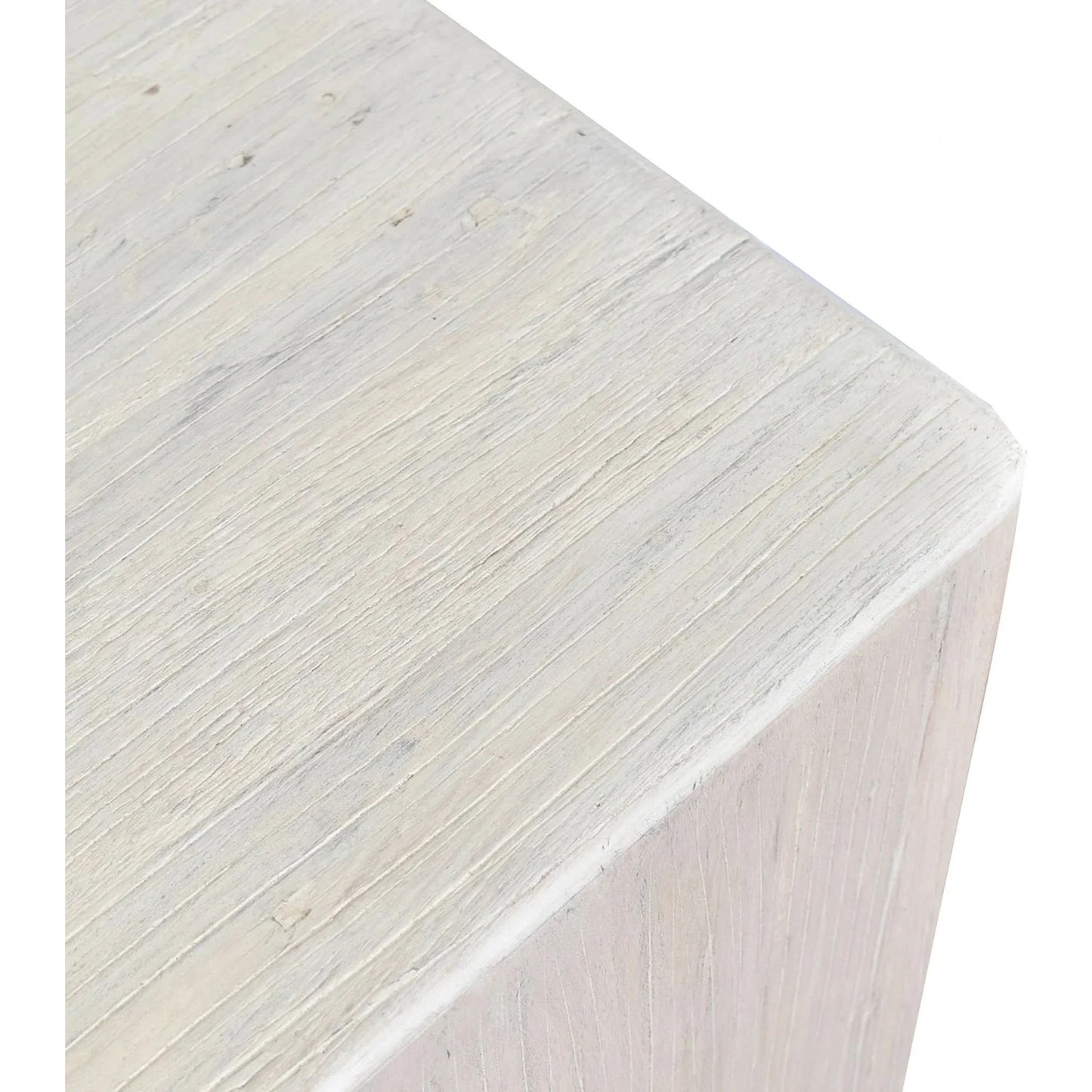 HAROUN RECLAIMED ELM SQUARE SIDE TABLE LAMP TABLE WHITE WITH DARK GRAINS