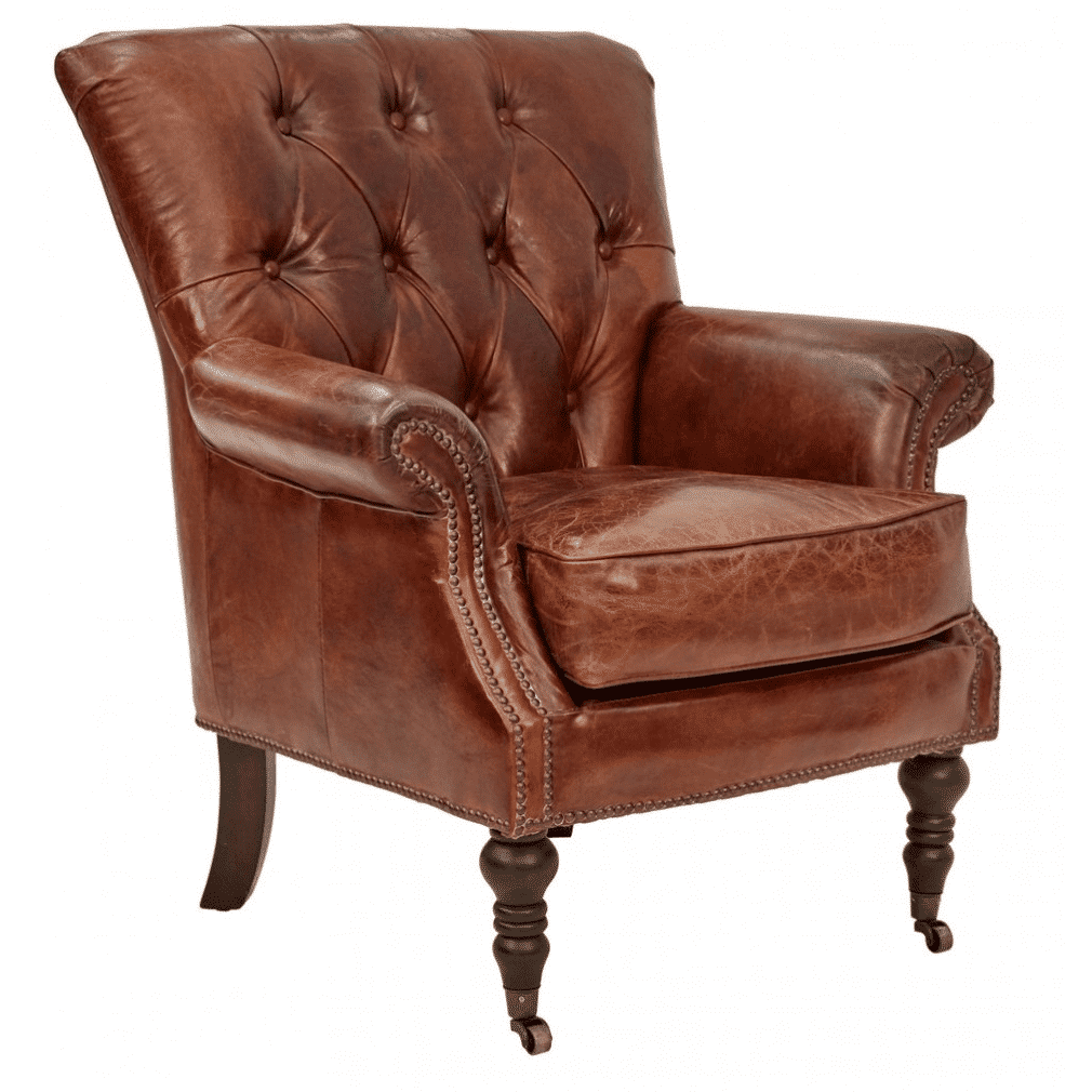 HARPER AGED LEATHER ARMCHAIR - MyChocolateWood