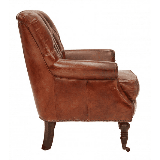 HARPER AGED LEATHER ARMCHAIR - MyChocolateWood