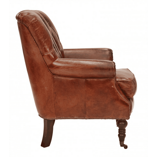 HARPER AGED LEATHER ARMCHAIR