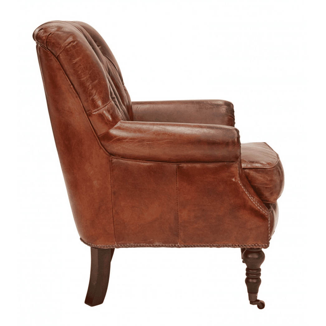 HARPER AGED LEATHER ARMCHAIR - MyChocolateWood