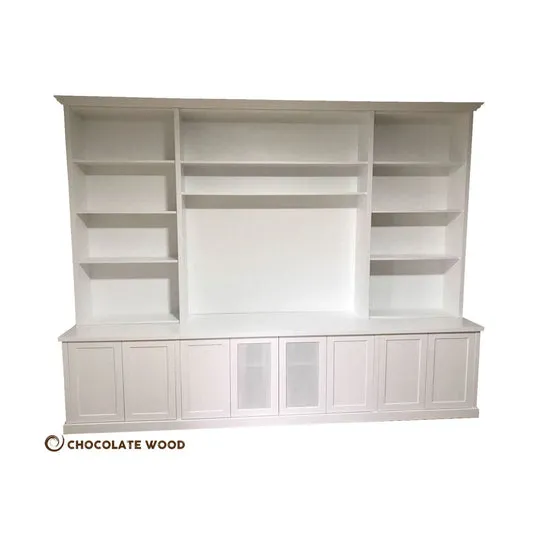 HARRINGTON 5-piece wall unit TV entertainment centre and bookshelf by MyChocolateWood, featuring multiple shelves and storage compartments.