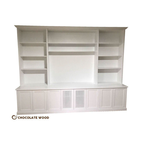 HARRINGTON 5-piece wall unit TV entertainment centre and bookshelf by MyChocolateWood, featuring multiple shelves and storage compartments.