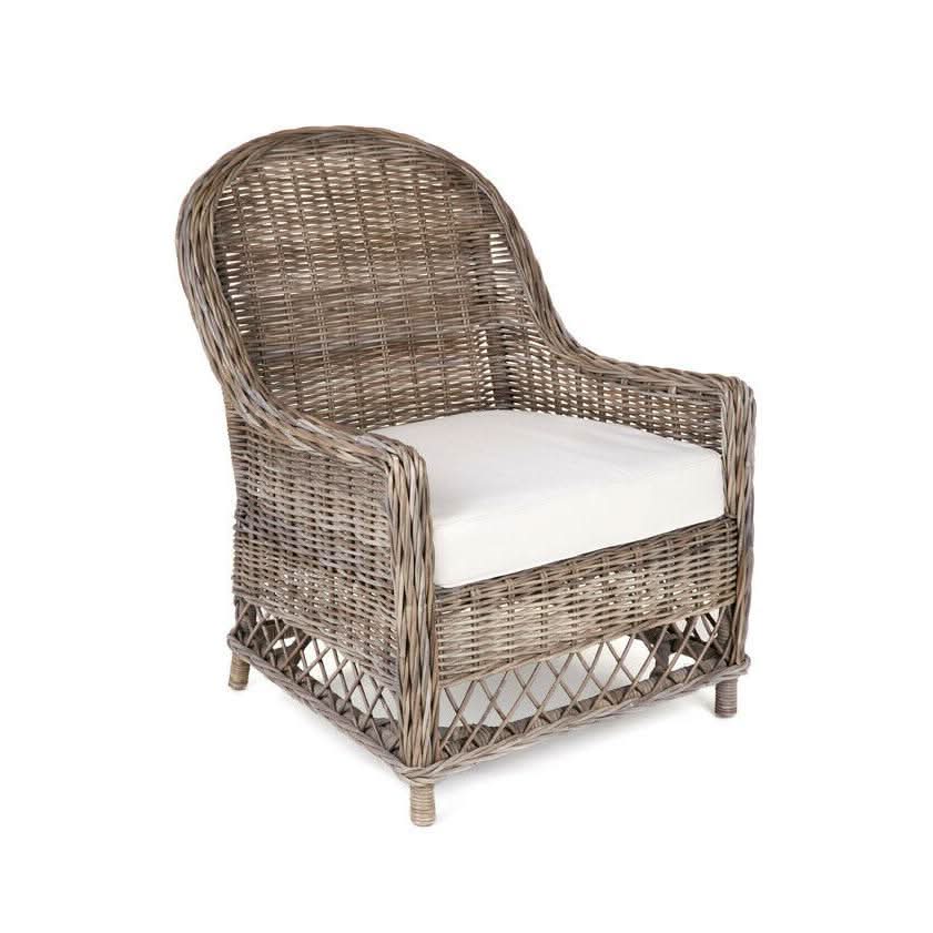 HARRISON KUBU GREY RATTAN LOUNGE CHAIR ACCENT CHAIR/ ARMCHAIR W/CUSHION - MyChocolateWood