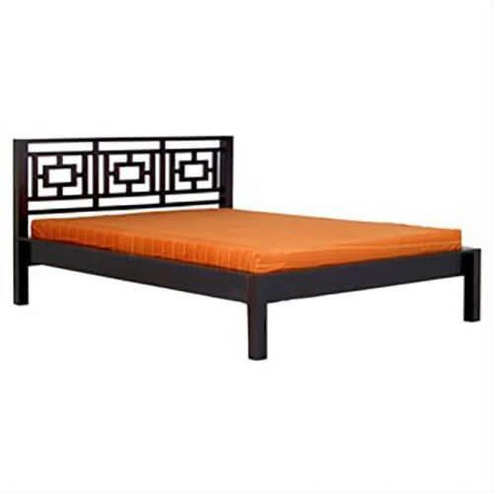 HARUKU ORIENTAL SOLID MAHOGANY TIMBER QUEEN SIZE BED - CHOCOLATE