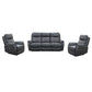 HAWES 3 PIECE ELECTRIC RECLINER 3-SEATER SOFA & 2 ARMCHAIRS GUNMETAL COLOUR - MyChocolateWood