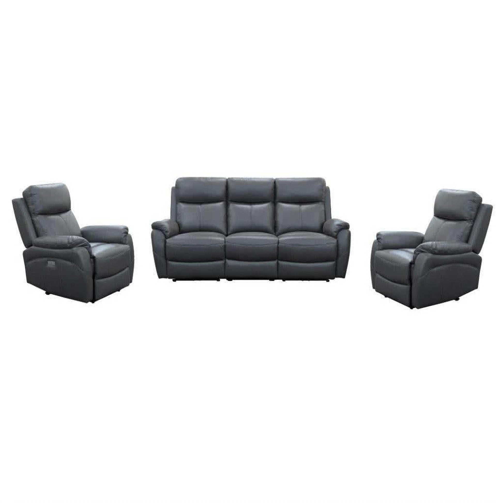 Hawes 3-Piece Electric Recliner Suite in Gunmetal - Chocolate Wood