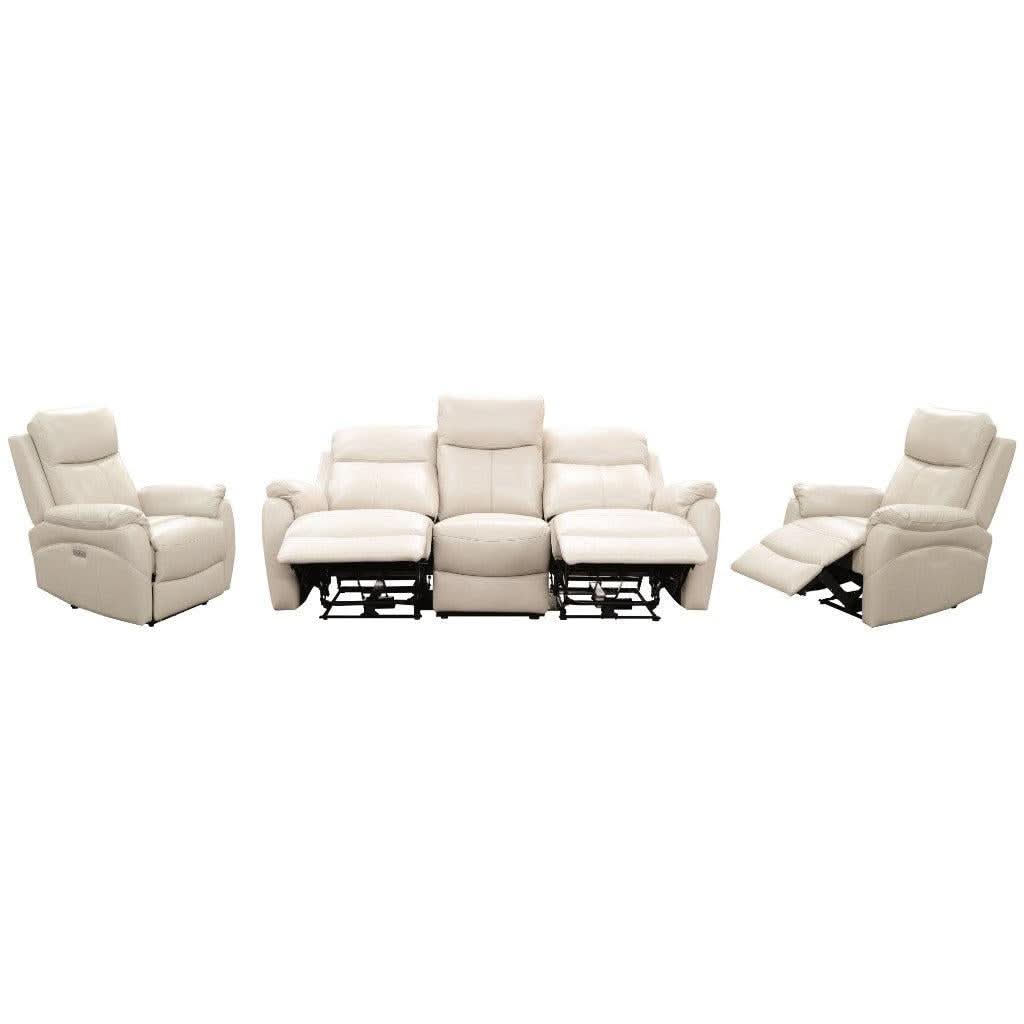 HAWES 3 PIECE ELECTRIC RECLINER 3-SEATER SOFA & 2 ARMCHAIRS SILVER COLOUR - MyChocolateWood