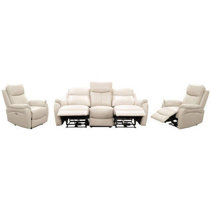 HAWES 3 PIECE ELECTRIC RECLINER 3-SEATER SOFA & 2 ARMCHAIRS SILVER COLOUR
