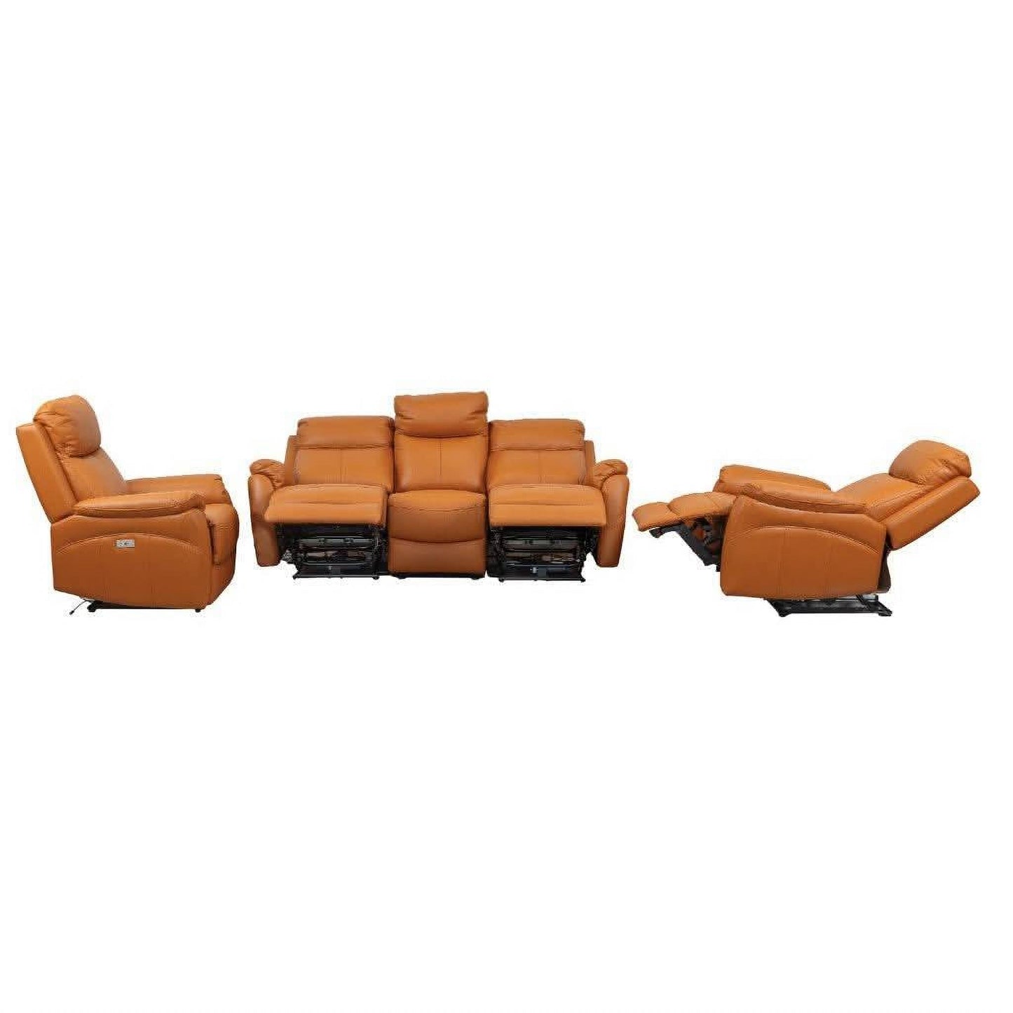 Hawes 3-Piece Electric Recliner Suite in Tangerine - Chocolate Wood