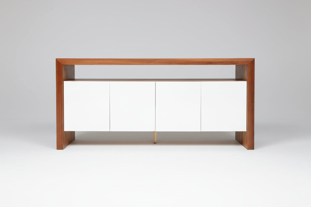 HELENA AUSTRALIAN BLACKWOOD 4 DOORS BUFFFET/SIDEBOARD IN WHITE POLYURETHANE AUSTRALIAN CUSTOM MADE - MyChocolateWood