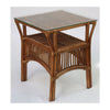 HENDERSON GLASS TOP RATTAN SIDE TABLE IN TOBACCO