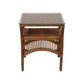 HENDERSON GLASS TOP RATTAN SIDE TABLE IN TOBACCO - MyChocolateWood