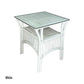 HENDERSON GLASS TOP RATTAN SIDE TABLE IN WHITE - MyChocolateWood