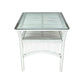 Henderson Glass Top Rattan Side Table in White - Chocolate Wood