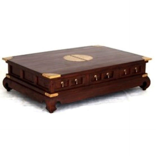 HIROKO CHINESE STYLE SOLID MAHOGANY COFFEE TABLE 6 DRAWERS IN MAHOGANY COLOUR - MyChocolateWood