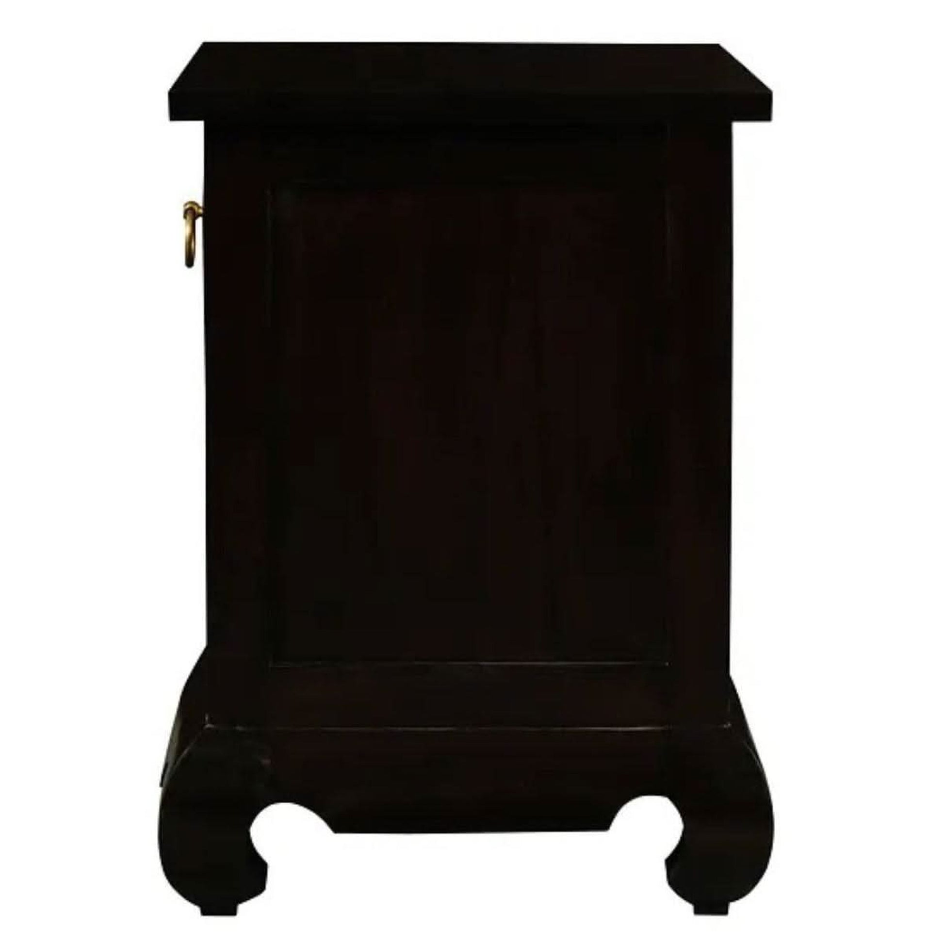 Hiroko Opium Leg 1-Drawer Bedside Table in Chocolate - Chocolate Wood