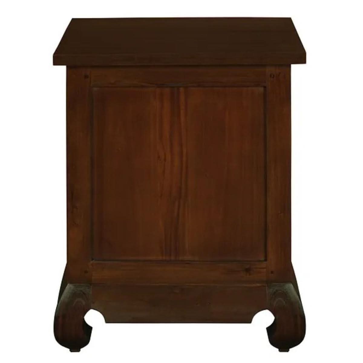 HIROKO OPIUM STYLE LEG 1 DRAWER & 1 SHELF BEDSIDE TABLE - MAHOGANY - MyChocolateWood