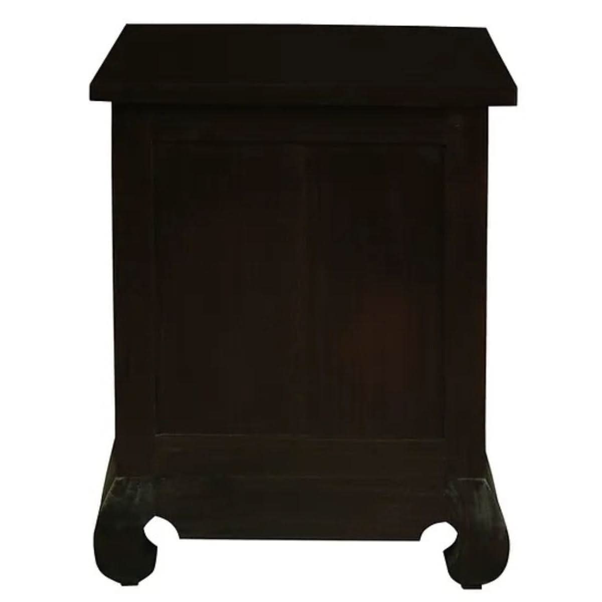 HIROKO OPIUM STYLE LEG 3 DRAWERS BEDSIDE TABLE - CHOCOLATE - MyChocolateWood