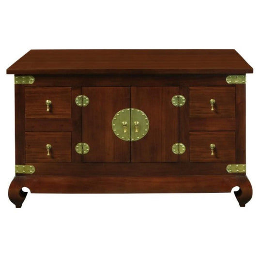 HIROKO SOLID MAHOGANY CHINESE STYLE BUFFET/SIDEBOARD 2 DOORS & 4 DRAWERS -MAHOGANY 120CM