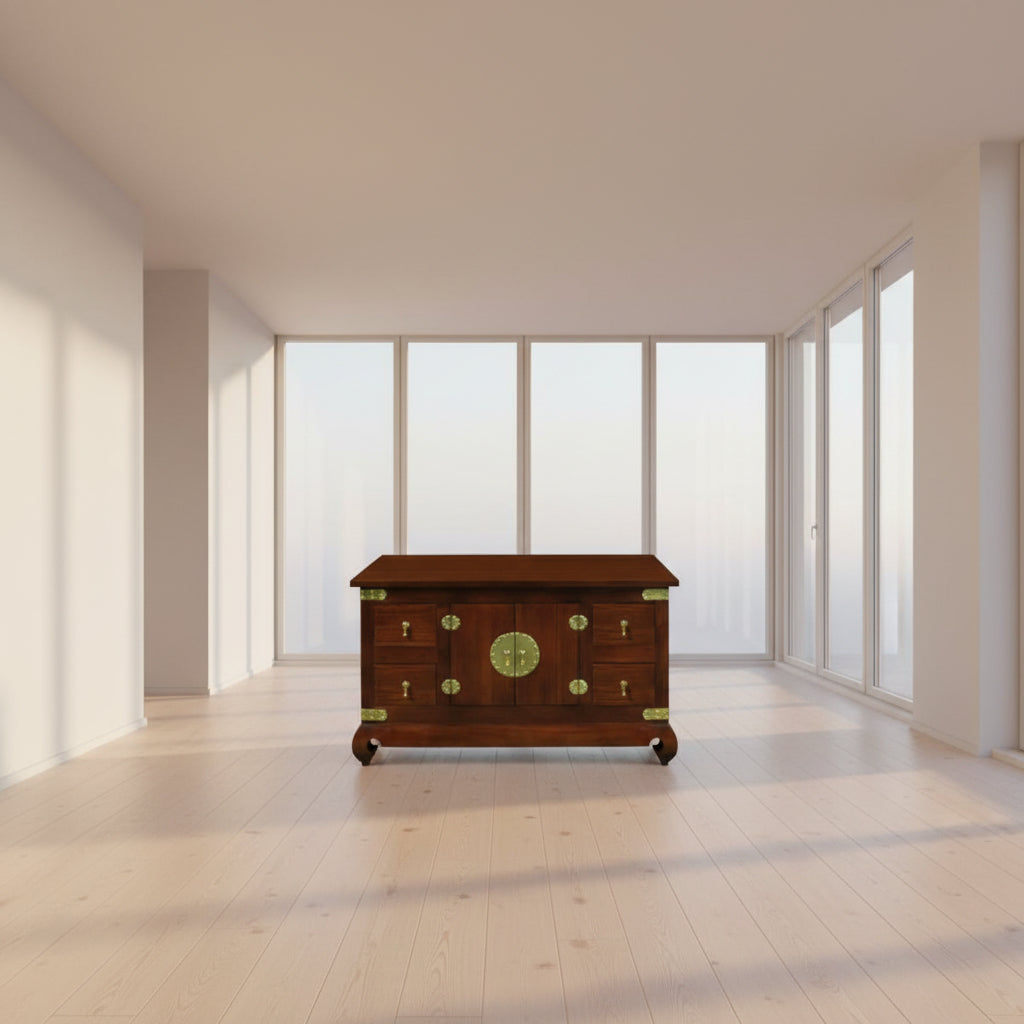 HIROKO SOLID MAHOGANY CHINESE STYLE BUFFET/SIDEBOARD 2 DOORS & 4 DRAWERS -MAHOGANY 120CM - MyChocolateWood