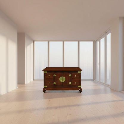HIROKO SOLID MAHOGANY CHINESE STYLE BUFFET/SIDEBOARD 2 DOORS & 4 DRAWERS -MAHOGANY 120CM
