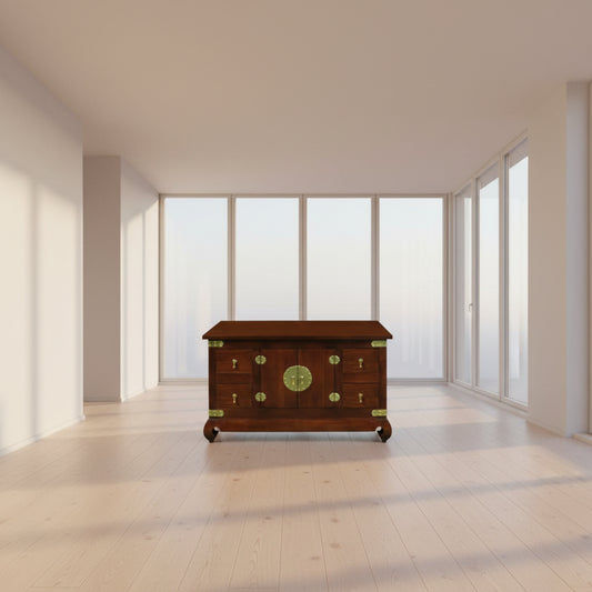HIROKO SOLID MAHOGANY CHINESE STYLE BUFFET/SIDEBOARD 2 DOORS & 4 DRAWERS -MAHOGANY 120CM - MyChocolateWood