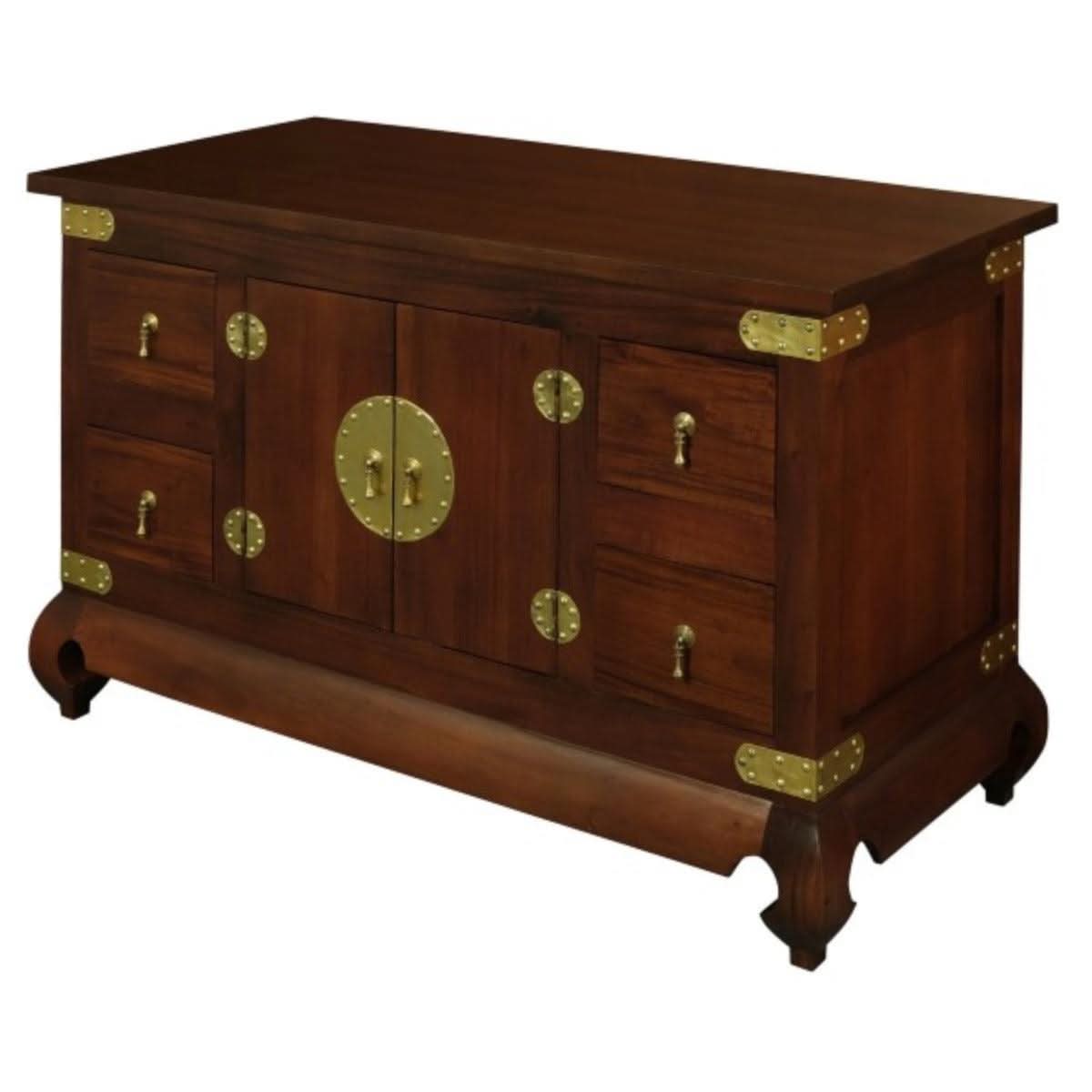 HIROKO SOLID MAHOGANY CHINESE STYLE BUFFET/SIDEBOARD 2 DOORS & 4 DRAWERS -MAHOGANY 120CM - MyChocolateWood