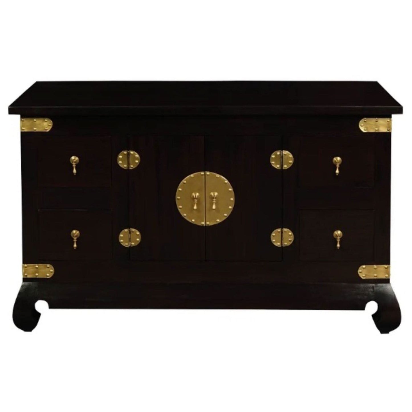 HIROKO SOLID MAHOGANY CHINESE STYLE BUFFET/SIDEBOARD2 DOORS 4 DRAWERS IN CHOCOLATE - MyChocolateWood