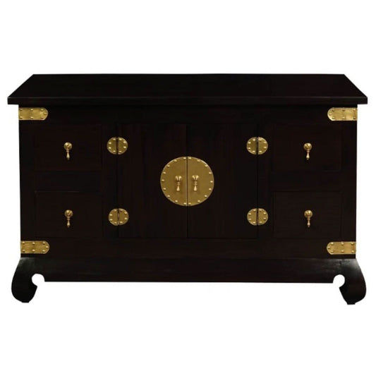 HIROKO SOLID MAHOGANY CHINESE STYLE BUFFET/SIDEBOARD2 DOORS 4 DRAWERS IN CHOCOLATE - MyChocolateWood