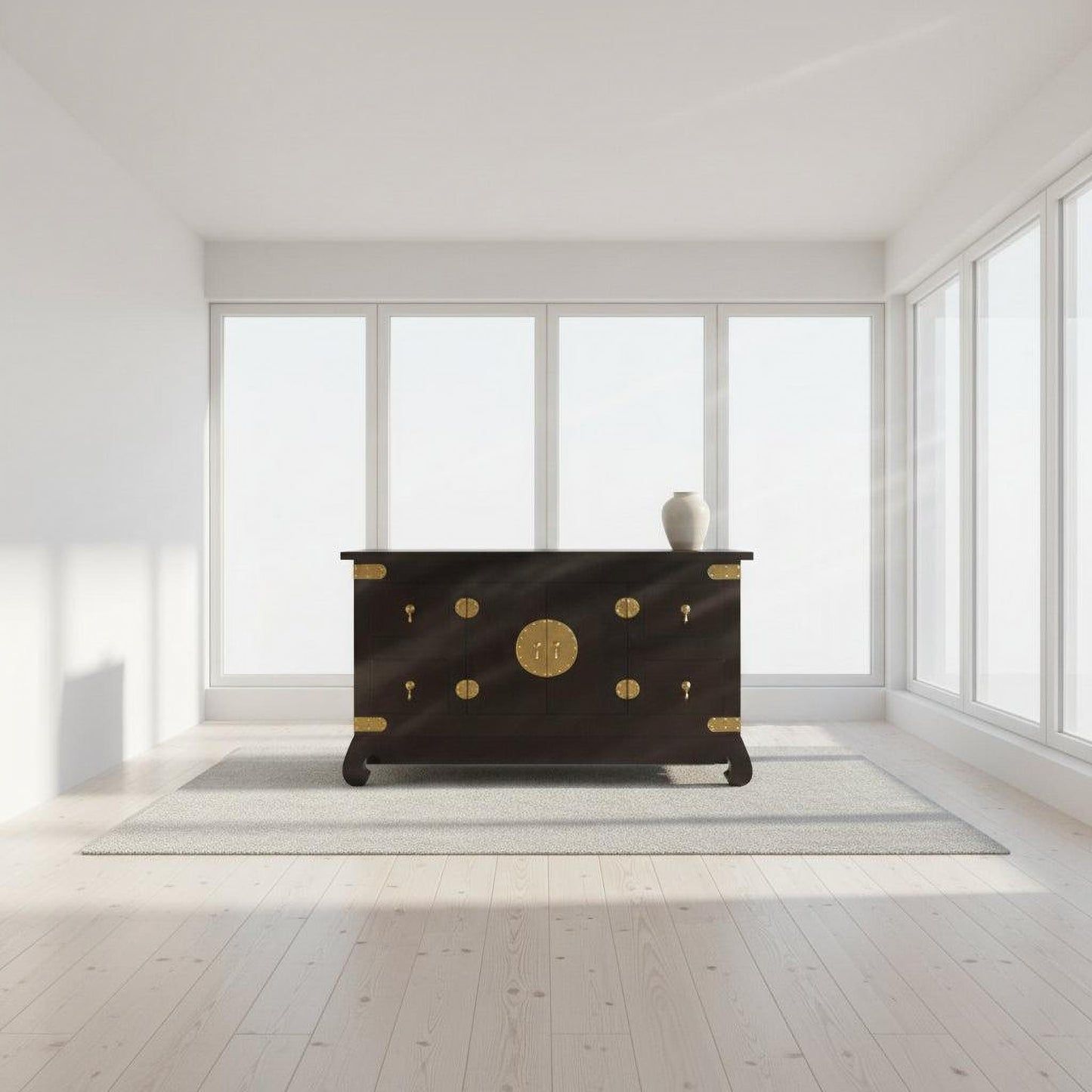 Hiroko Solid Mahogany Chinese Style Buffet / Sideboard 120cm in Chocolate - Chocolate Wood
