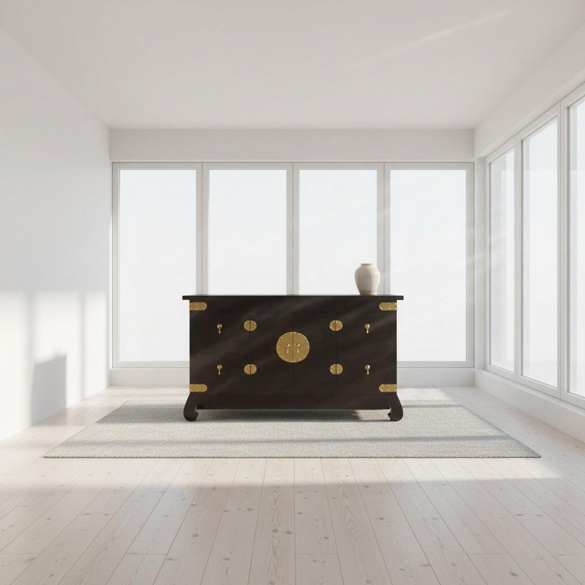 Hiroko Solid Mahogany Chinese Style Buffet / Sideboard 120cm in Chocolate - Chocolate Wood
