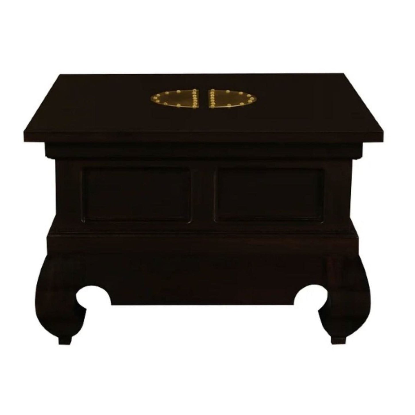 Hiroko Solid Mahogany Chinese Style Lamp Table in Chocolate - Chocolate Wood