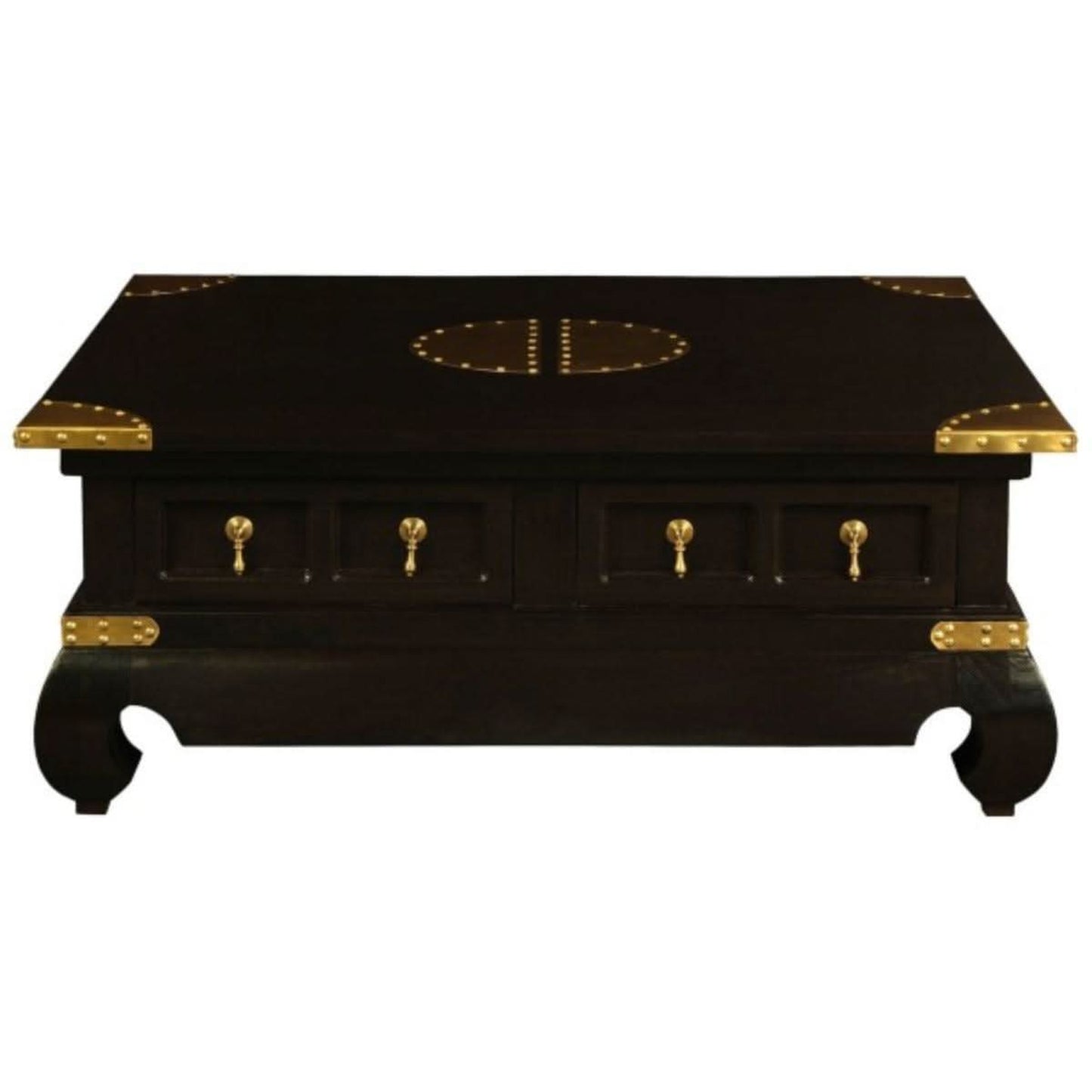 Hiroko Solid Mahogany Chinese Style Rectangular Coffee Table in Chocolate - Chocolate Wood