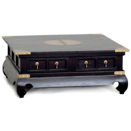 HIROKO SOLID MAHOGANY CHINESE STYLE SQUARE COFFEE TABLE IN CHOCOLATE - MyChocolateWood