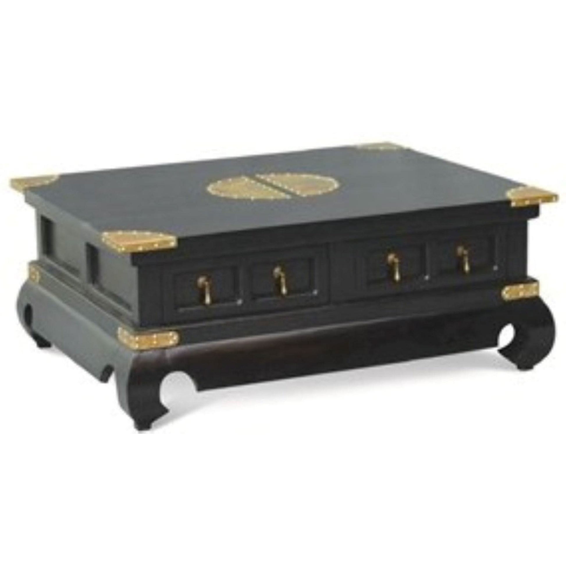 Hiroko 4-Drawer Square Coffee Table in Chocolate - Chocolate Wood