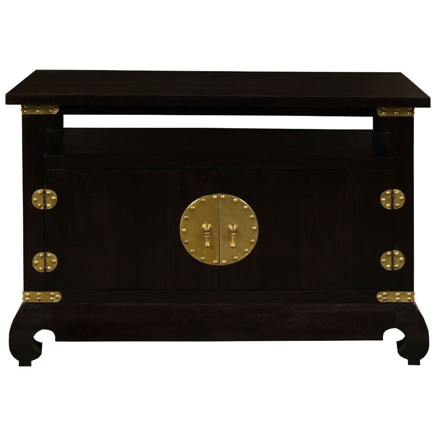 Hiroko Solid Mahogany Chinese Style TV Unit 97cm in Chocolate - Chocolate Wood