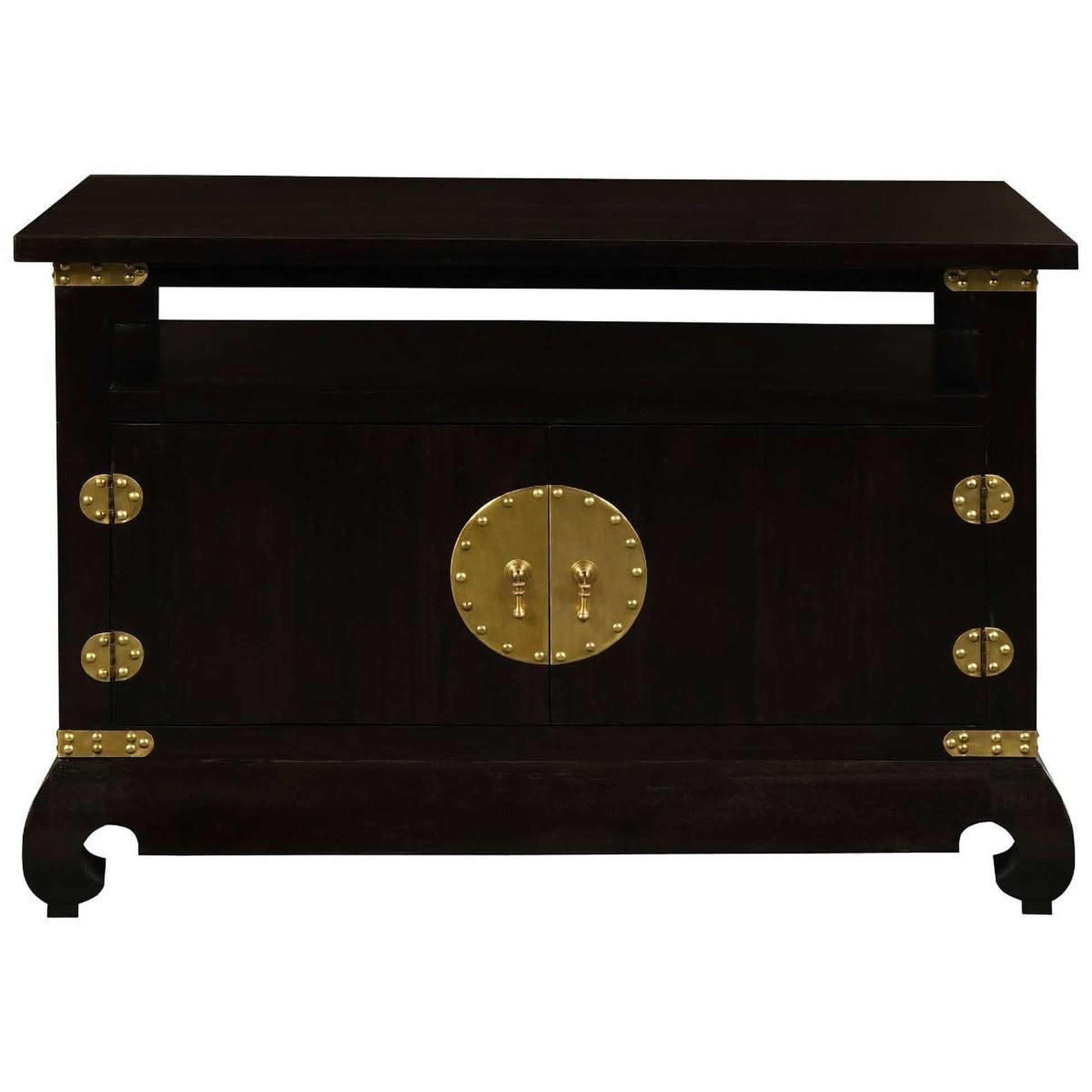 Hiroko Solid Mahogany Chinese Style TV Unit 97cm in Chocolate - Chocolate Wood